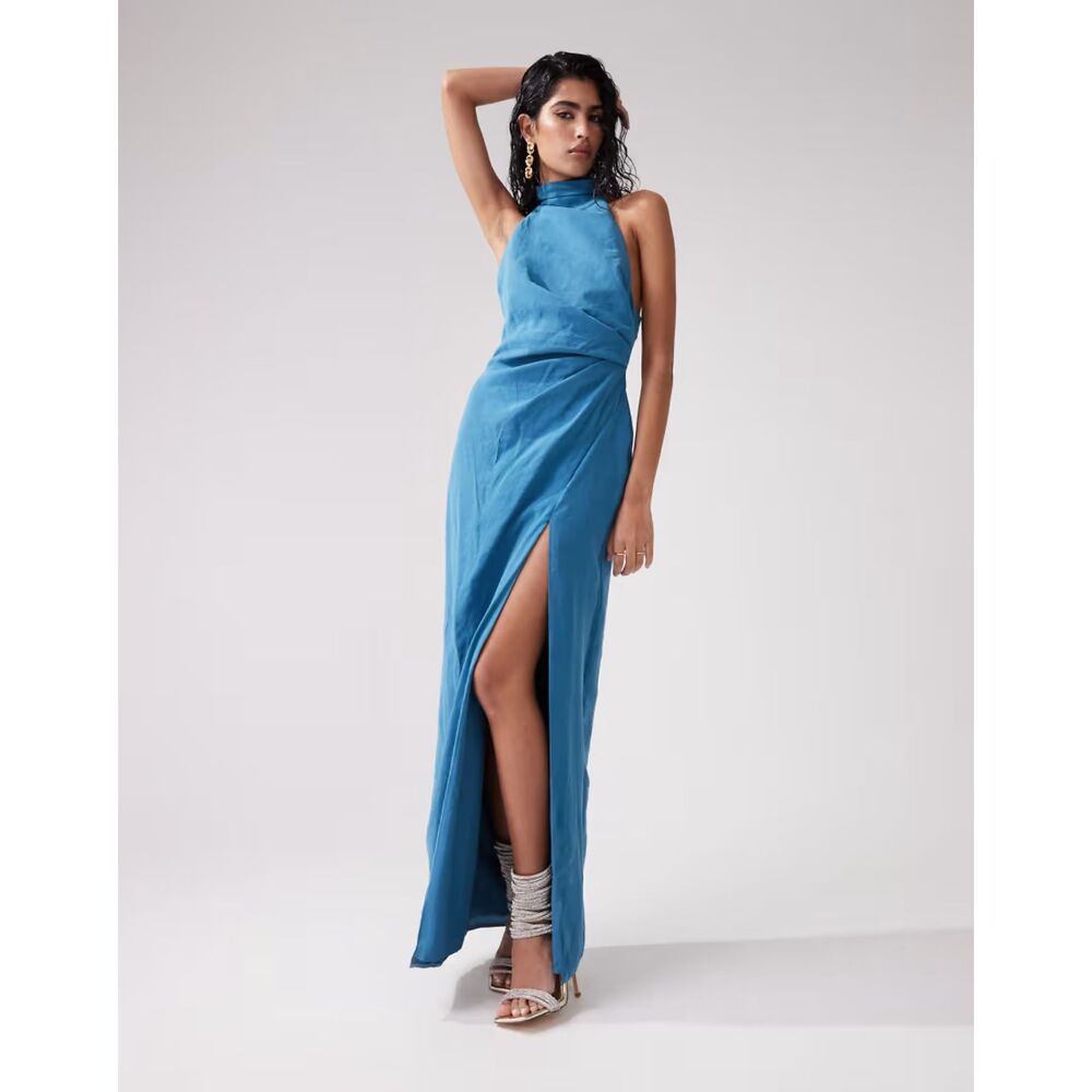 ASOS DESIGN  halterneck maxi dress with twist strap back